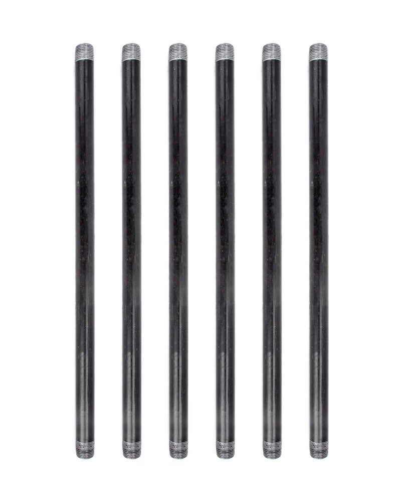PIPE DECOR PIPE DÃ‰COR 1/2â€ x 18â€ Malleable Cast Iron Pipe, Pre Cut Connectors, Industrial Steel Grey Fits Standard Half Inch Black Threaded Pipes Nipples and Fittings, Build Vintage DIY Furniture, 6 Pack - Image 1